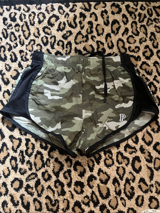 PINK Victoria's Secret Pants - PINK Victoria's Secret Olive Camo Athletic Running Shorts